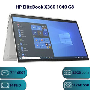 لپ‌تاپ HP EliteBook X360 1040 G8 باز شده در حالت تبلت با قلم دیجیتال